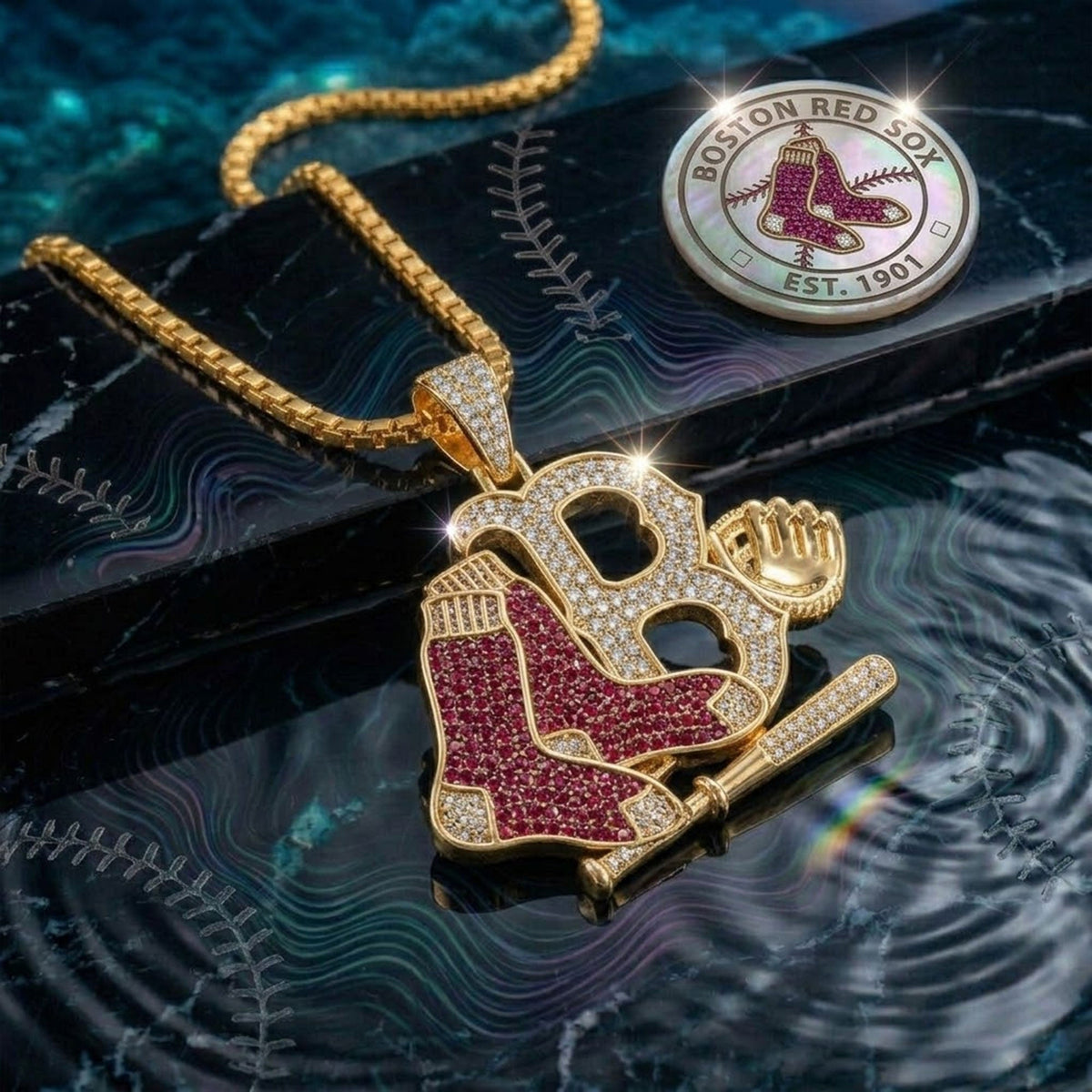 BRX Solid Gold Chain with Diamond Pendant BMD