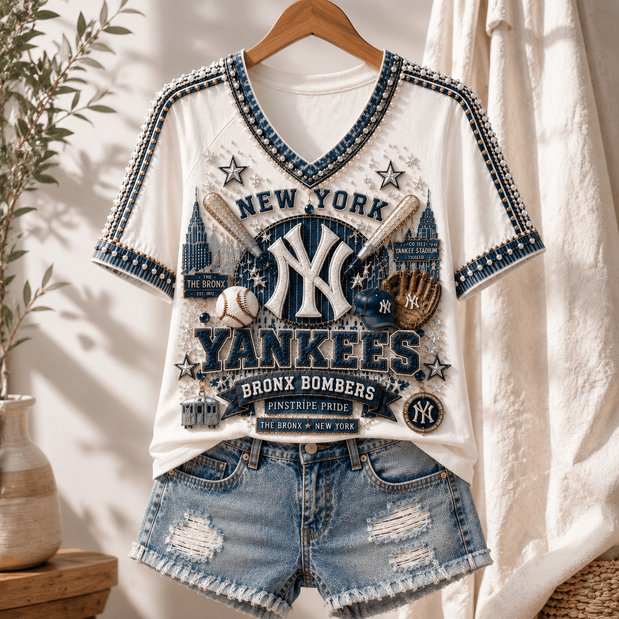 Premium NYY V-neck Shirt NTNA