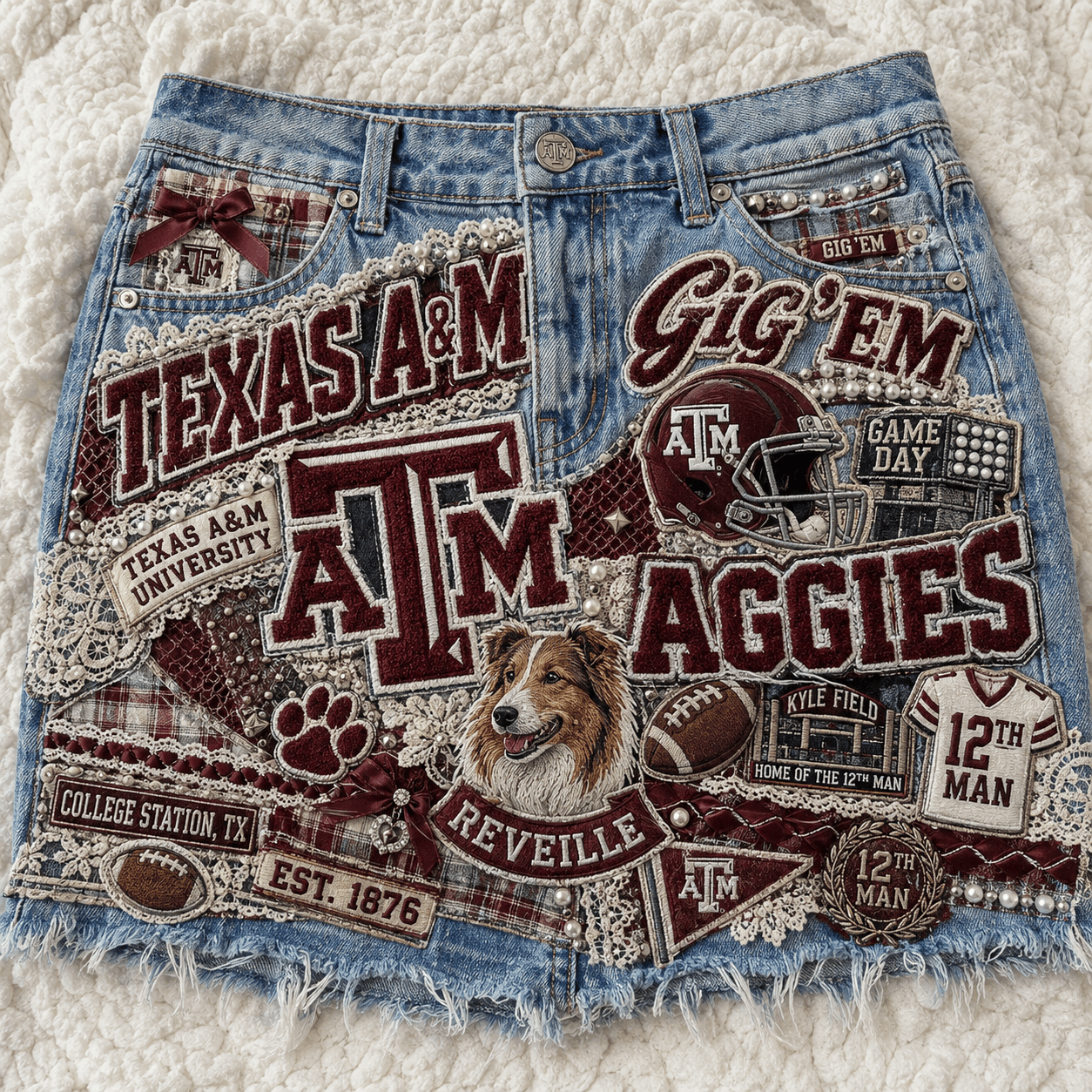 TAMA Embellished Denim Skirt NTKO