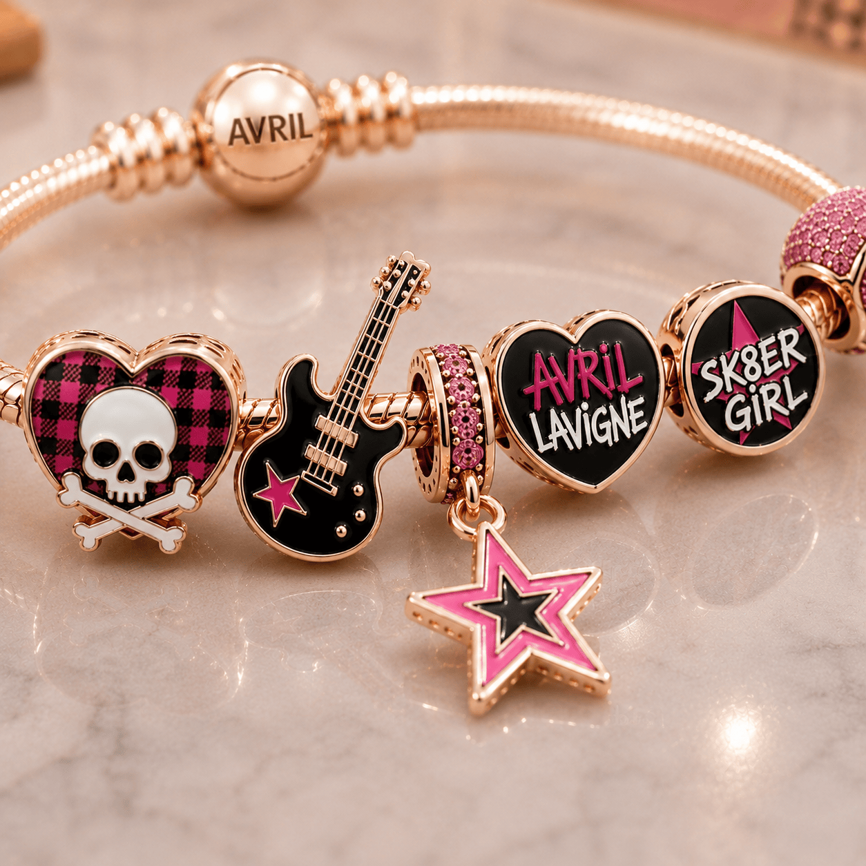 AVLV Gold Charm Bracelet Set VTH