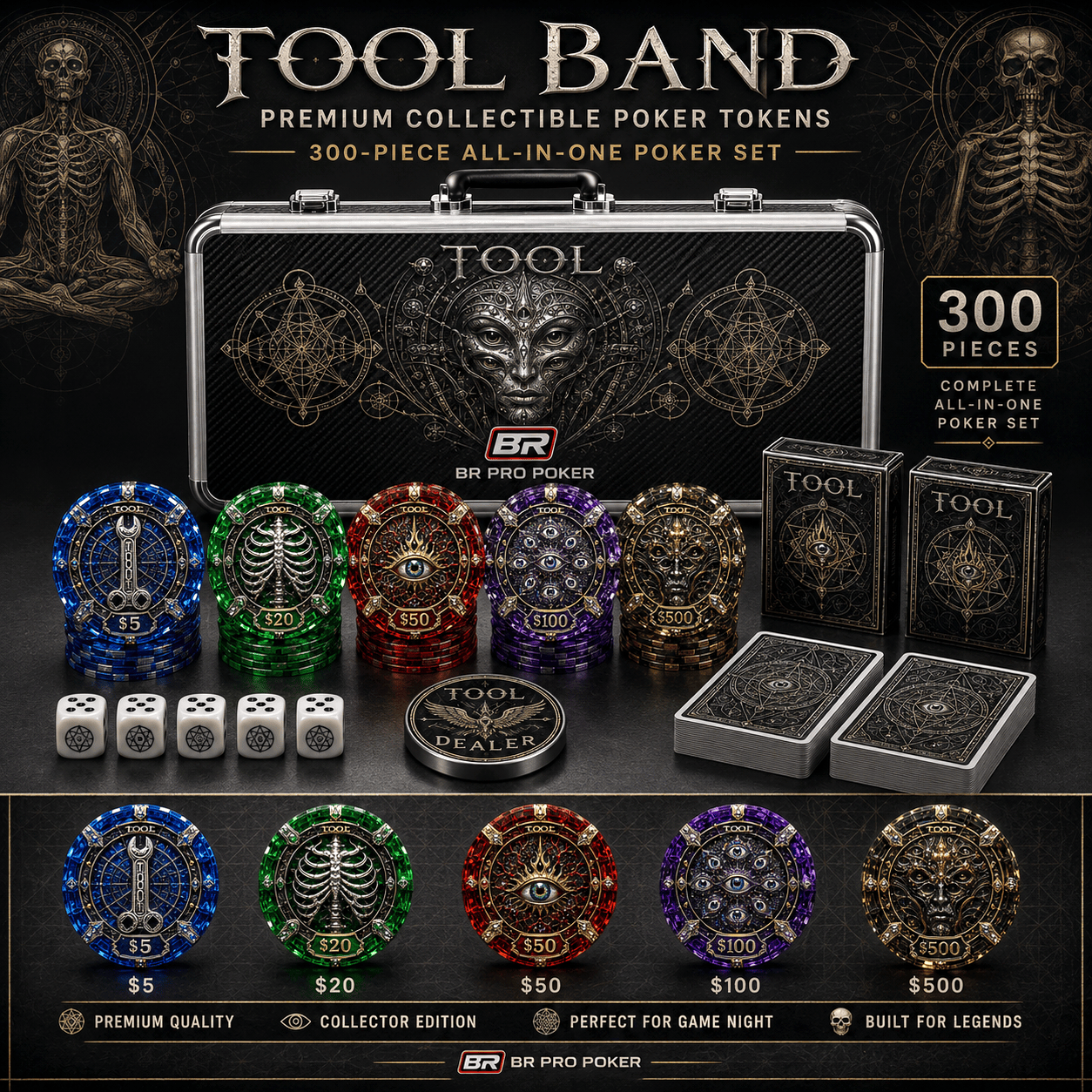 Premium TOOL Collectible Poker Tokens Set LNTH