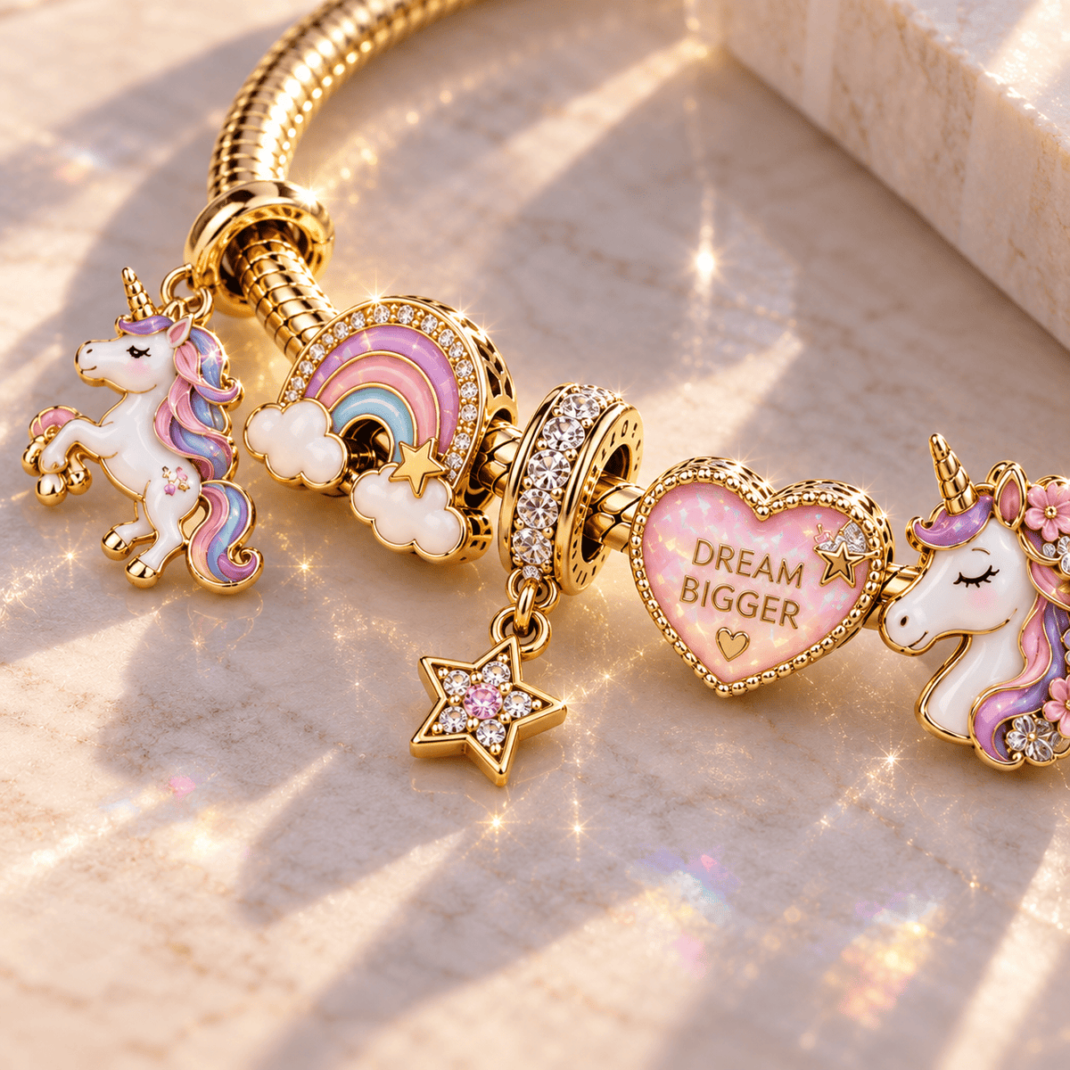 UNC Gold Charm Bracelet Set PTT