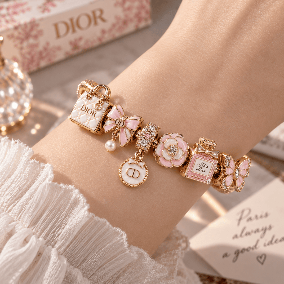DIOR Gold Charm Bracelet Set TTN