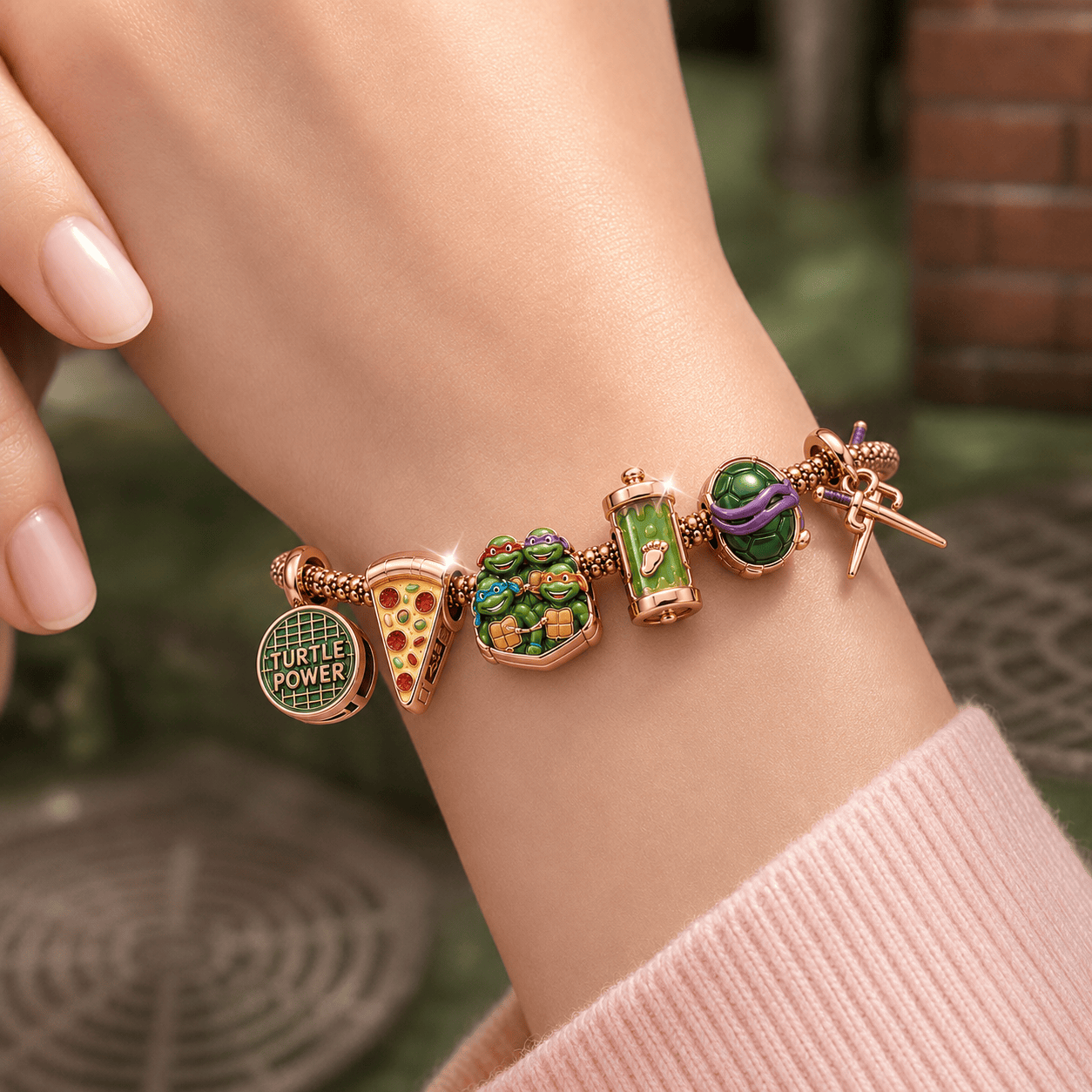 NJT Rose Gold Charm Bracelet Set TTTT