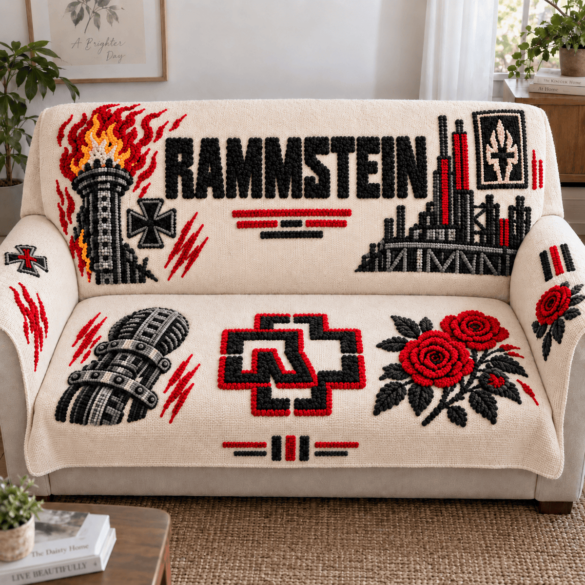 RMS Tufted Sofa Cover & Pillow Set NTKO