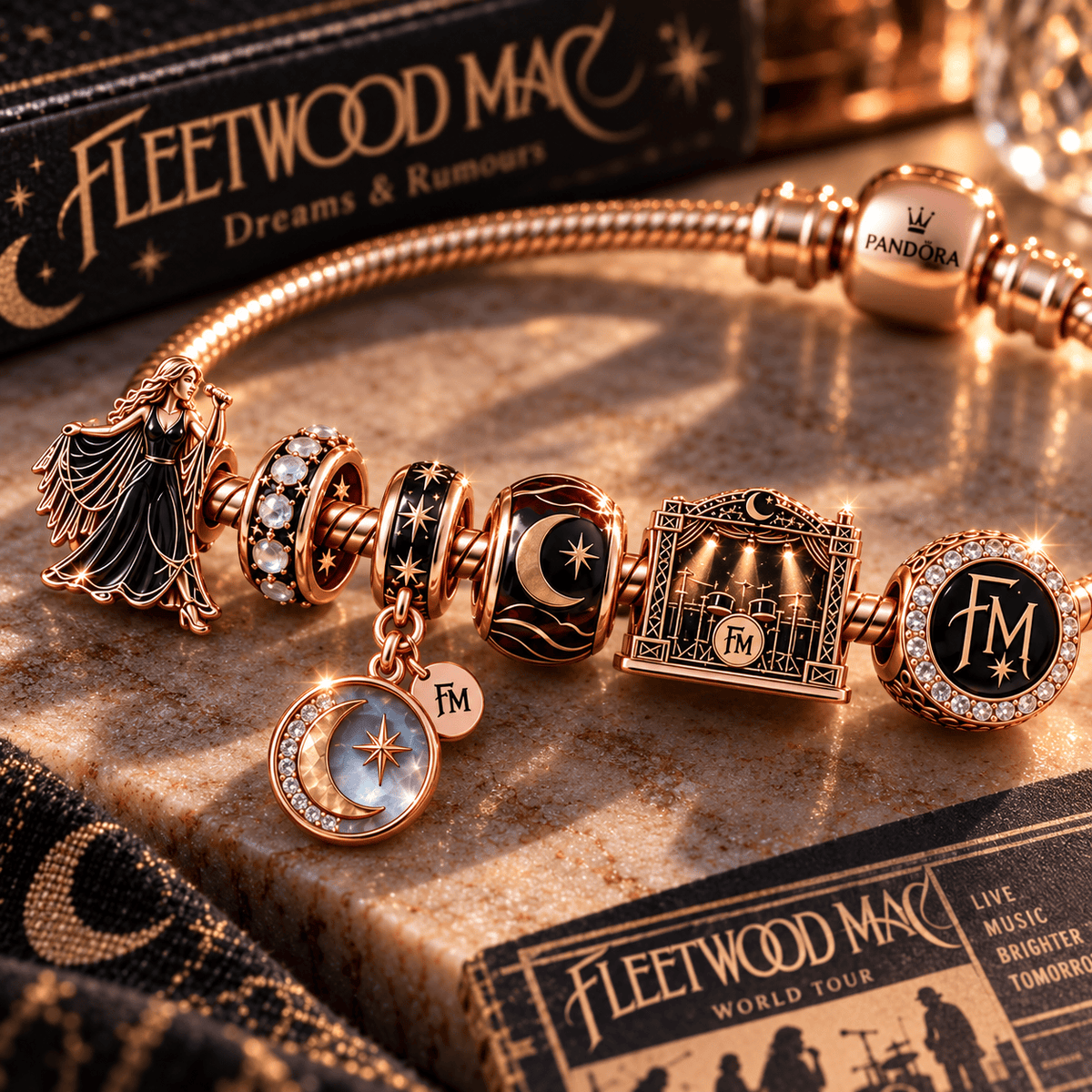 FLM Gold Charm Bracelet Set NHVH