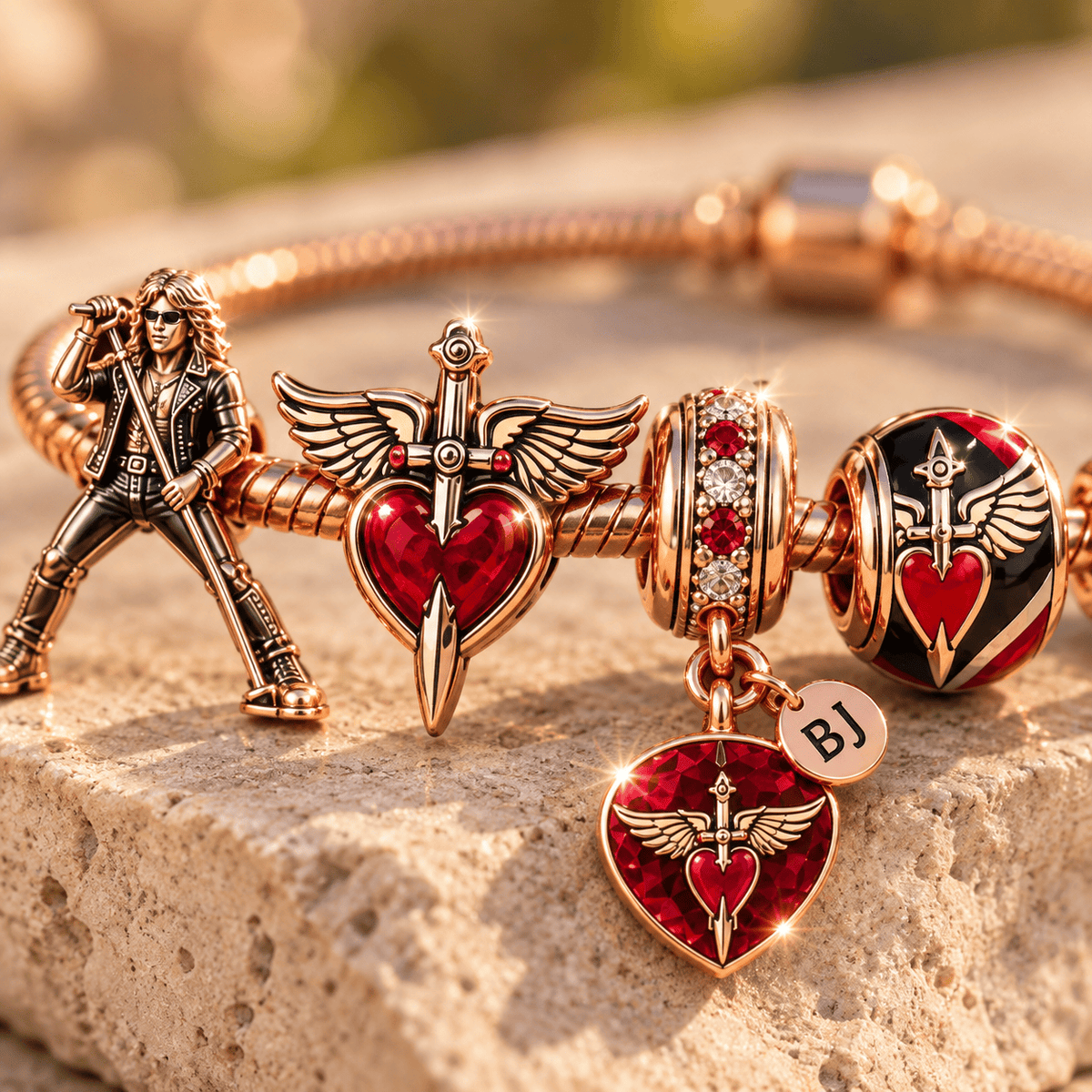 BJV Gold Charm Bracelet Set NHVH