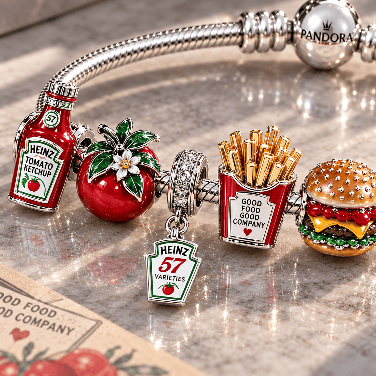HZT Silver Charm Bracelet Set NTTB