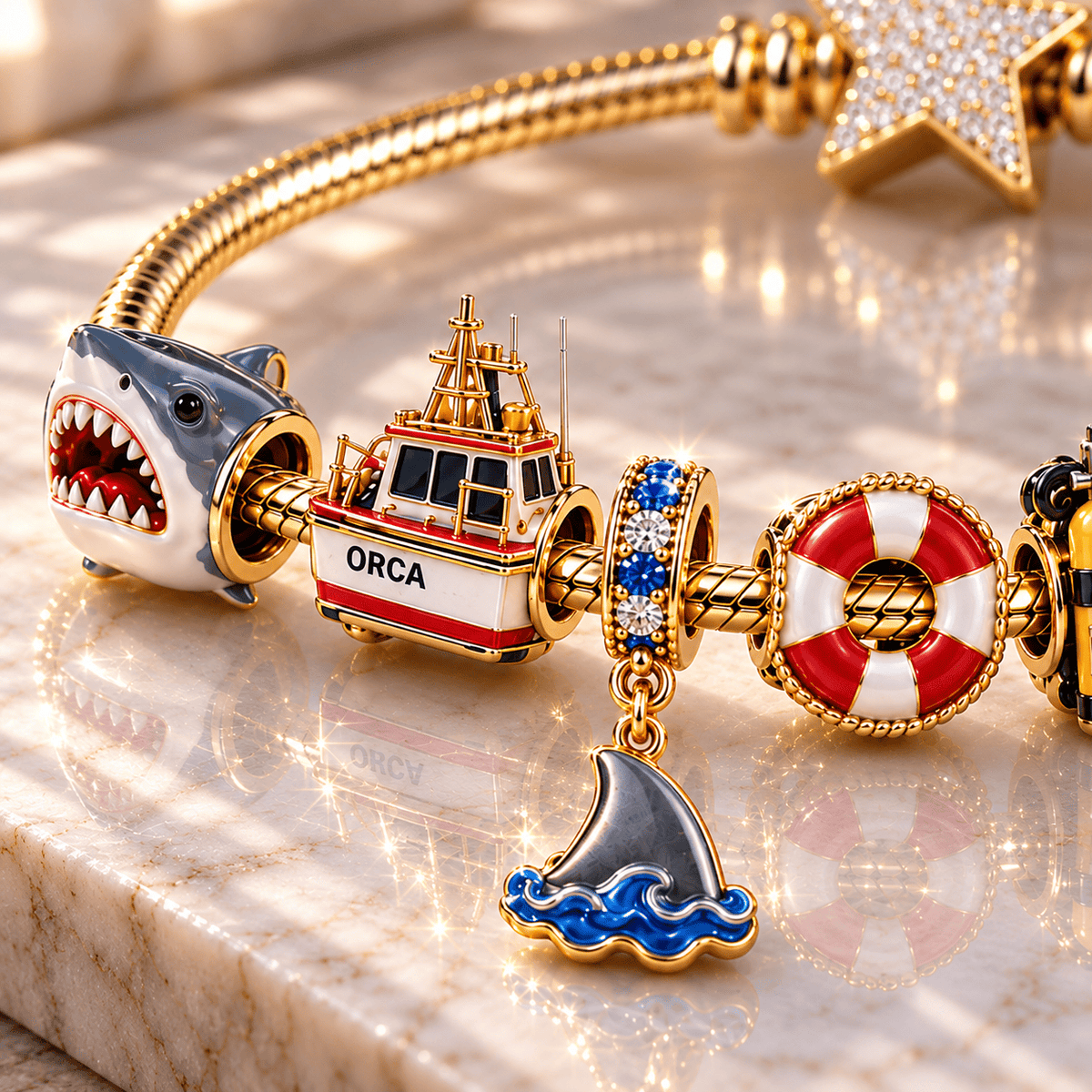 JAWS Gold Charm Bracelet Set BMD