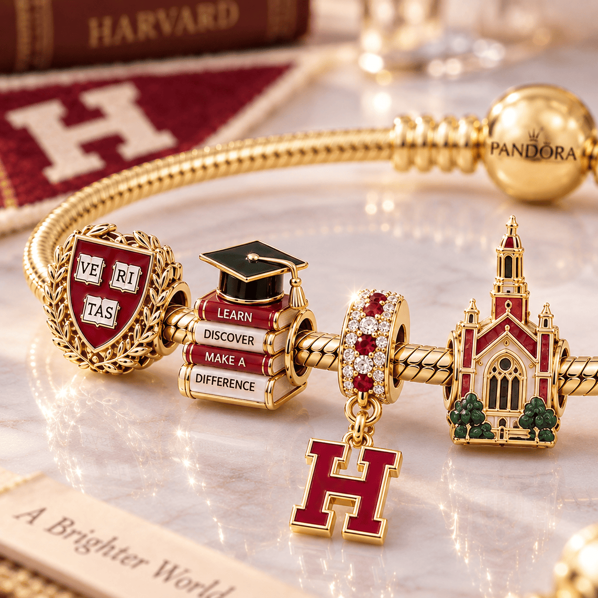 HVU Gold Charm Bracelet Set VTH