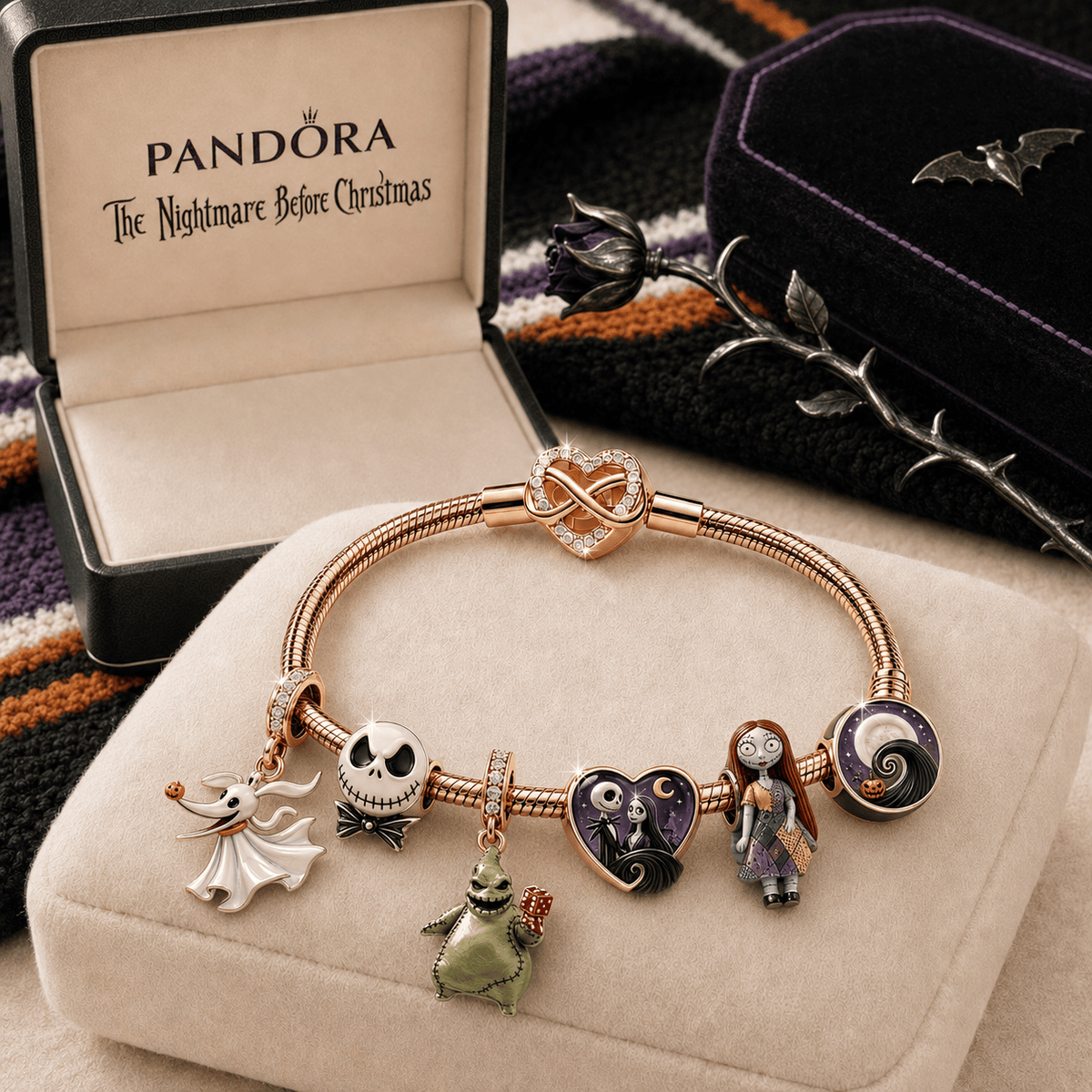 TNBC Rose Gold Charm Bracelet Set TMH