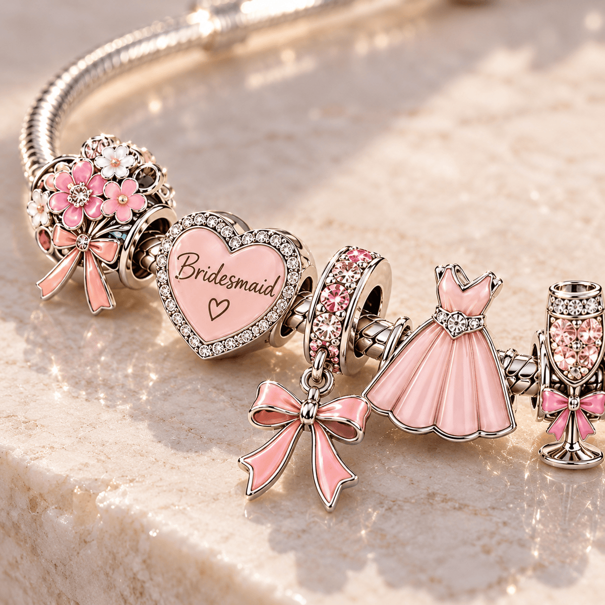 BRM Silver Charm Bracelet Set TTN