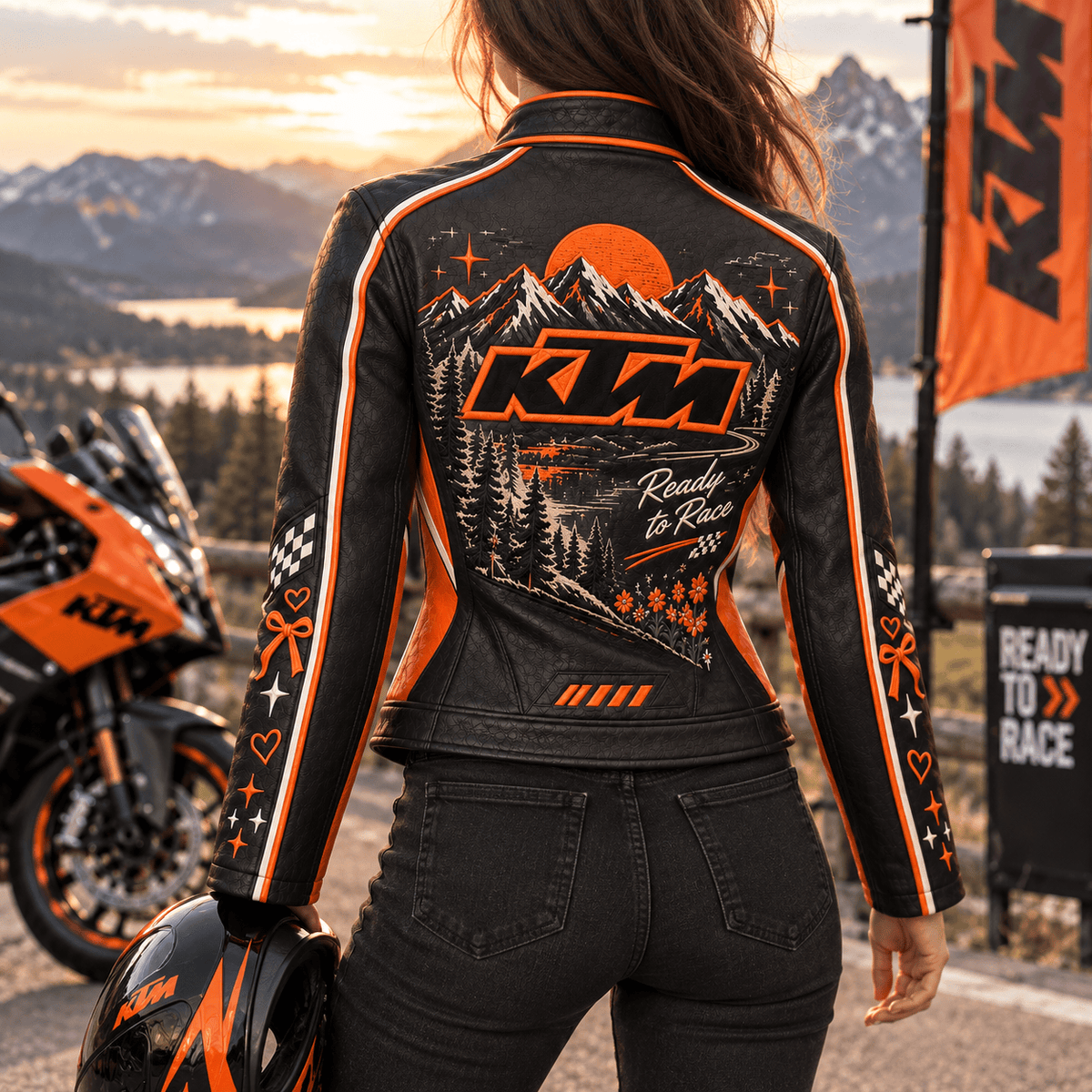 Premium KTM Cropped Leather Zipper Jacket PVNA