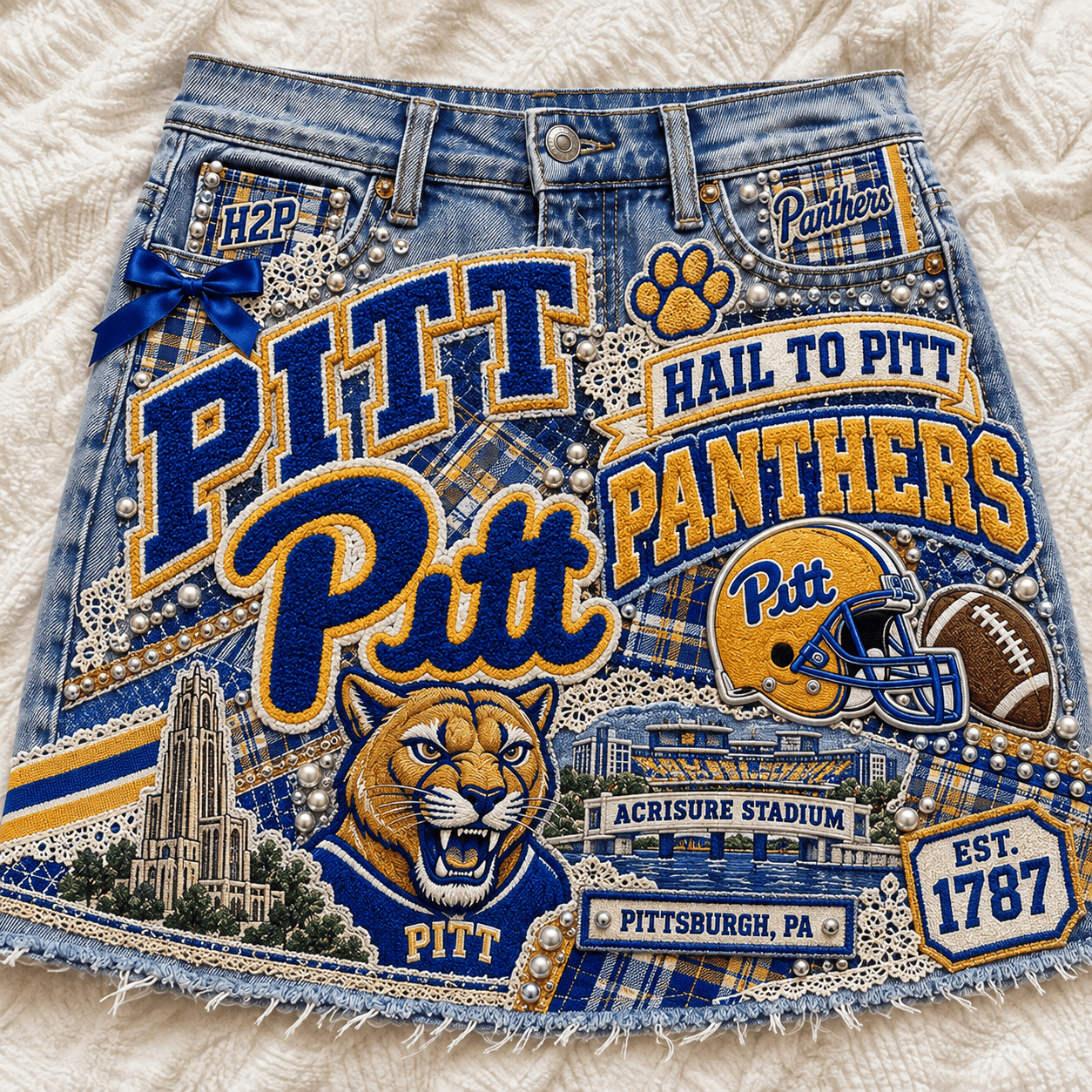 PITTS Embellished Denim Skirt NTKO