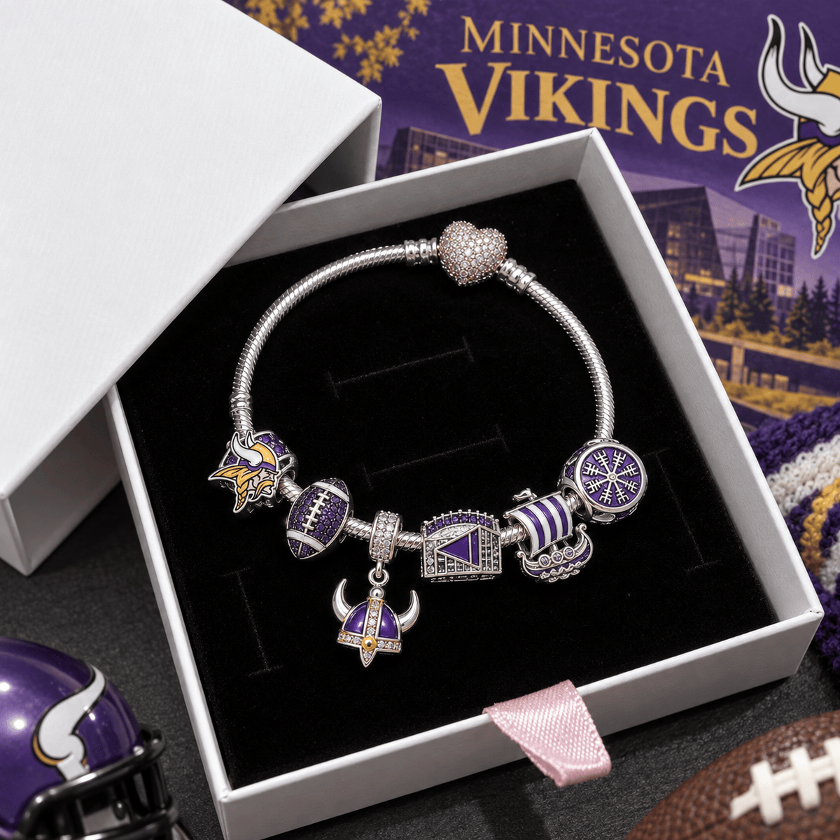 MNV Silver Charm Bracelet Set VTH