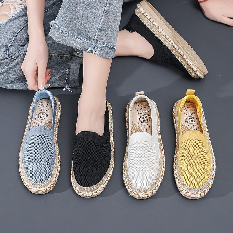 Thin mesh women's casual shoes versatile summer flat bottomed fisherman's shoes Women's fashion Breathable Vulcanized Shoes