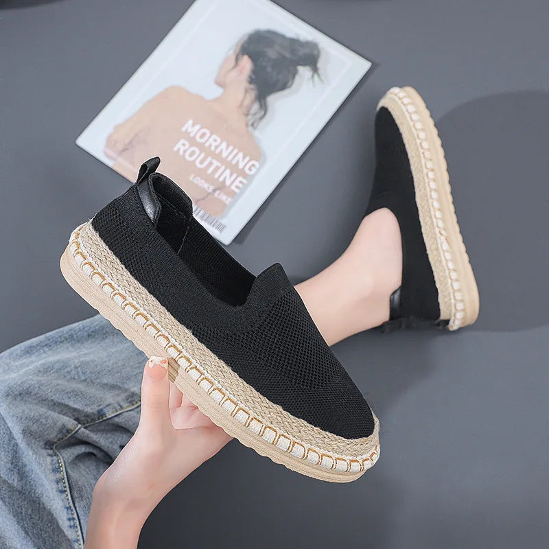 Thin mesh women's casual shoes versatile summer flat bottomed fisherman's shoes Women's fashion Breathable Vulcanized Shoes