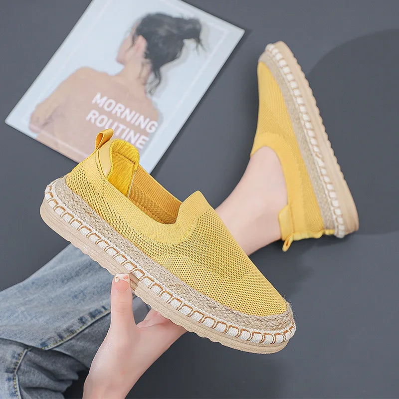Thin mesh women's casual shoes versatile summer flat bottomed fisherman's shoes Women's fashion Breathable Vulcanized Shoes